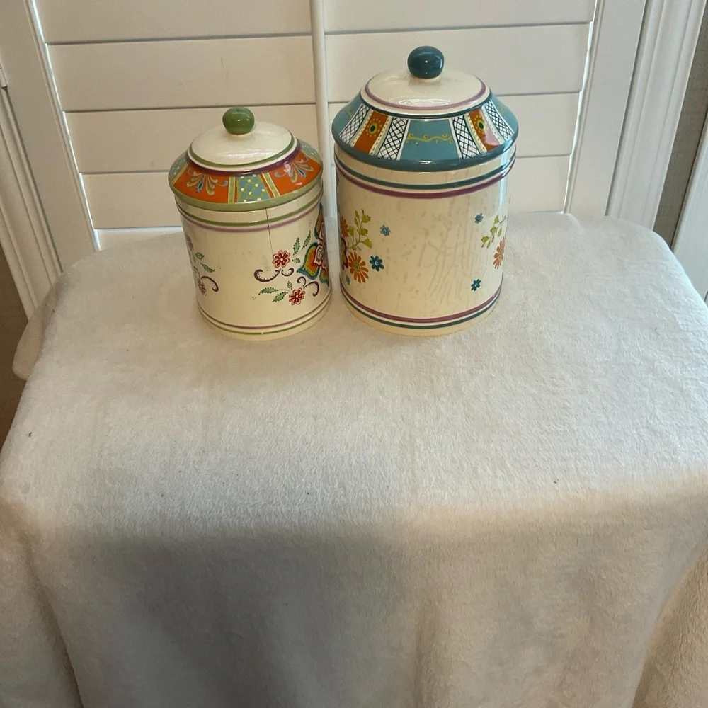 Ceramic Floral Canister Set - Colorful Pattern